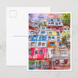 Wien Österreich Vintage Reise Aquarell Postkarte