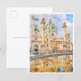 Wien Österreich Vintage Reise Aquarell Postkarte