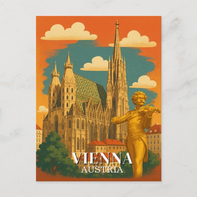 Wien Österreich Vintage Reisen Europa Postkarte (Vorderseite)