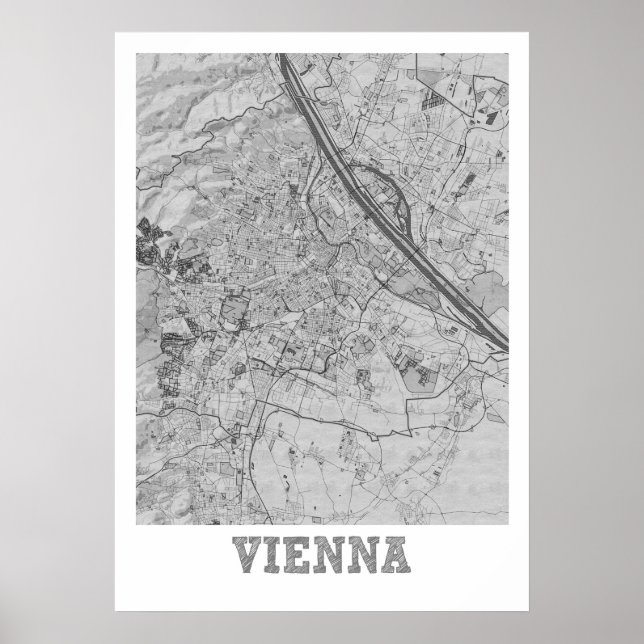 Wien - Österreichische Landkarte Poster (Vorne)