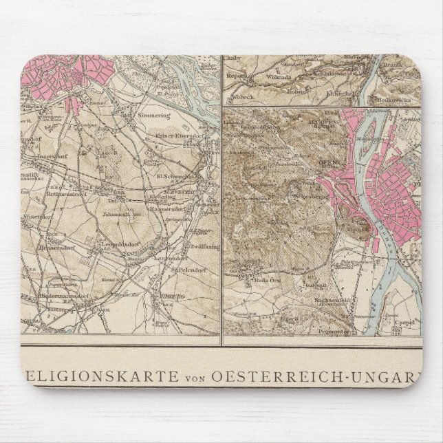 Wien, Prag, BudaPest Karte Mousepad (Vorne)