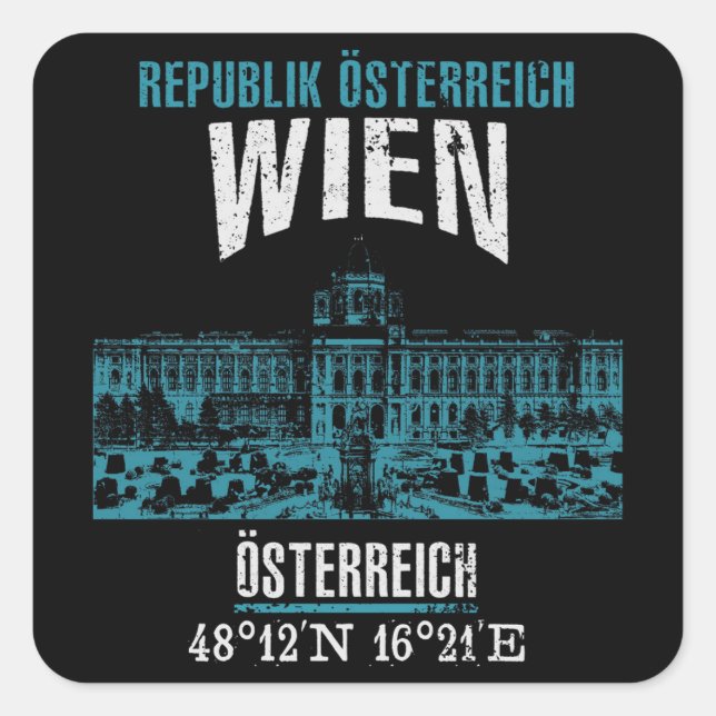 Wien Quadratischer Aufkleber (Vorderseite)