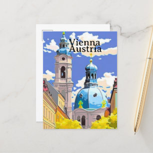 Wien Reise-Postkartengestaltung, Österreich Reise  Ankündigungspostkarte