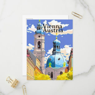 Wien Reise-Postkartengrafik, Österreich Reise Kuns Einladungspostkarte