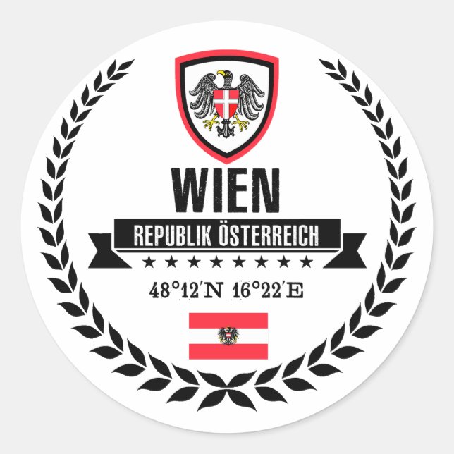 Wien Runder Aufkleber (Vorderseite)