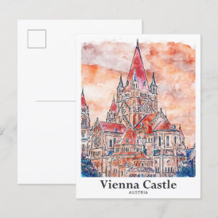 Wien Schloss Österreich Reise Aquarell Handgezeich Postkarte