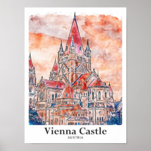 Wien Schloss Österreich Reise Wasserfarbe Handgeze Poster