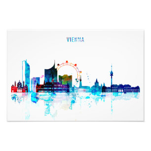 Wien-Skyline, Österreich-Aquarell-Kunst Fotodruck