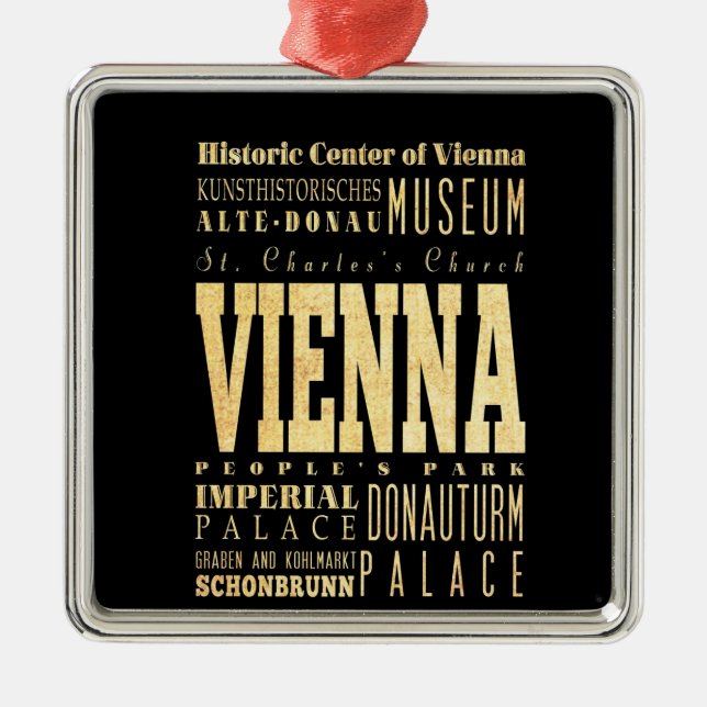 Wien-Stadt der Österreich-Typografie-Kunst Silbernes Ornament (Vorne)