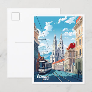 Wien Stadt Österreich Vintage Reiseillustration Postkarte