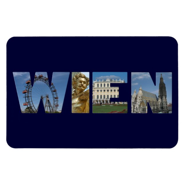 Wien-Tag mit berühmten Sehenswürdigkeiten Magnet (Horizontal)