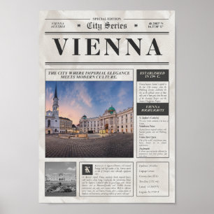 Wien Vintage-Zeitung – City Series Reise Prin Poster