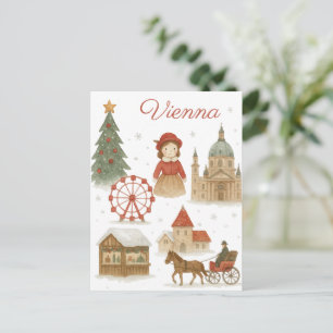 Wien Weihnachten Aquarell – Gemütlicher Winter Öst Postkarte
