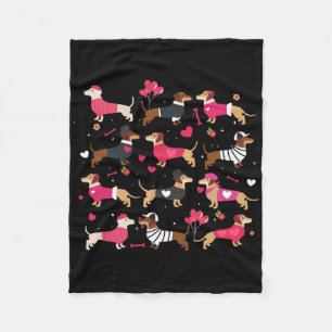 Wiener Dachshund in Hundekleid Herzen Frohe Valent Fleecedecke
