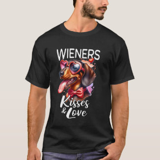 Wiener Hund Küsst Valentinstag Wurst Hund Liebe Wi T-Shirt