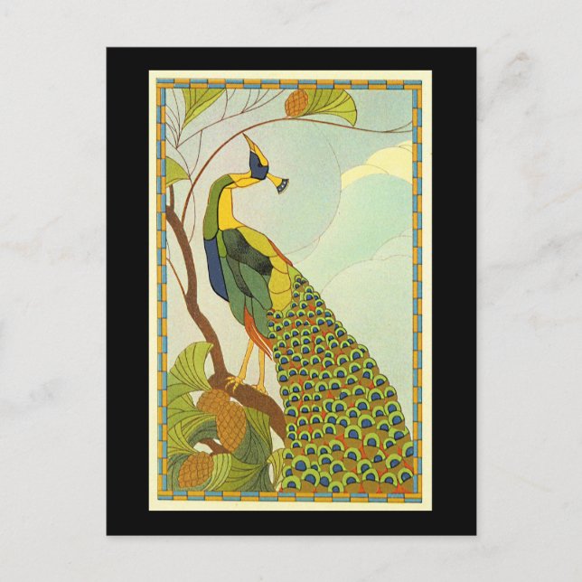 Wiener Jugendstil-Pfau Postkarte (Vorderseite)