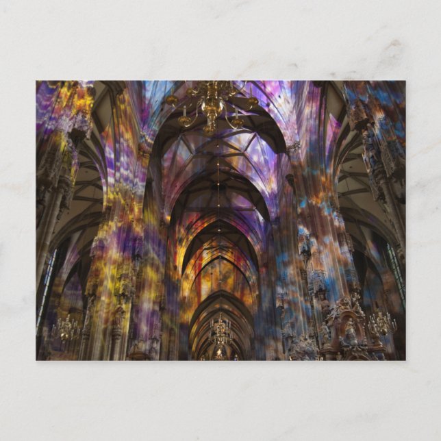 Wiener Kirche leuchtet Postkarte (Vorderseite)