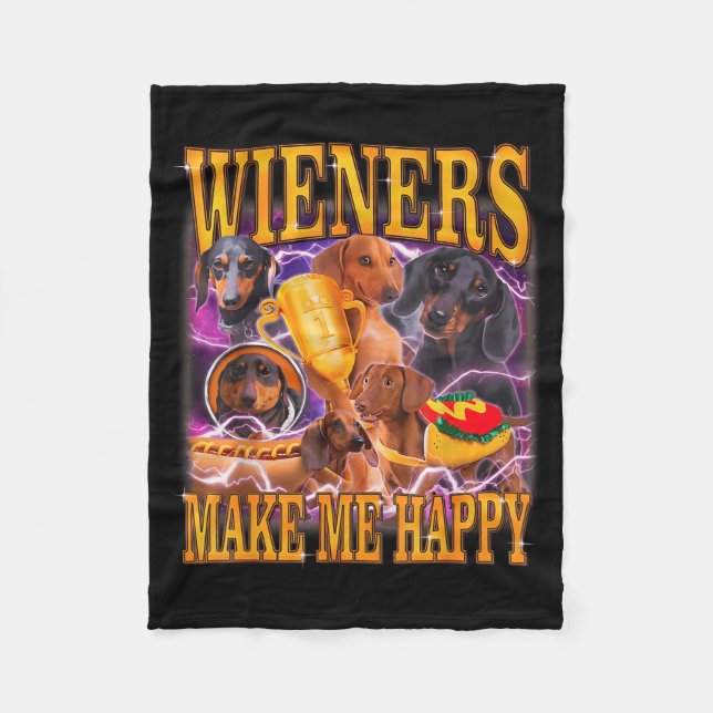 Wiener machen mich glücklich lustiger Dachshund-Hu Fleecedecke (Vorderseite)