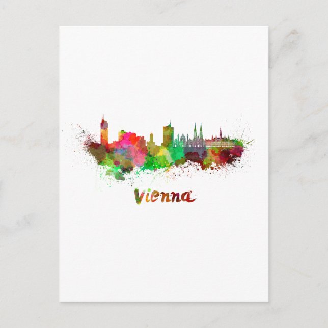 Wiener Skyline in Aquarellfarbe Postkarte (Vorderseite)