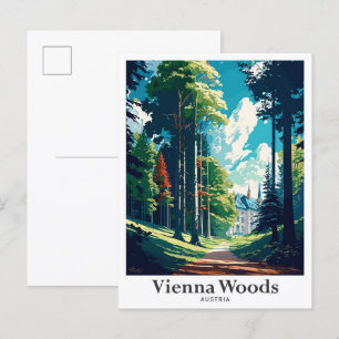 Wiener Wald Österreich Vintage Reiseillustration Postkarte