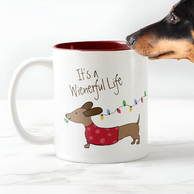 Wienerlife Dackel Weihnachten Tasse (Life is Wienerful dachshund christmas coffee mug for wiener dog moms, doxie dads & sausage dog love )