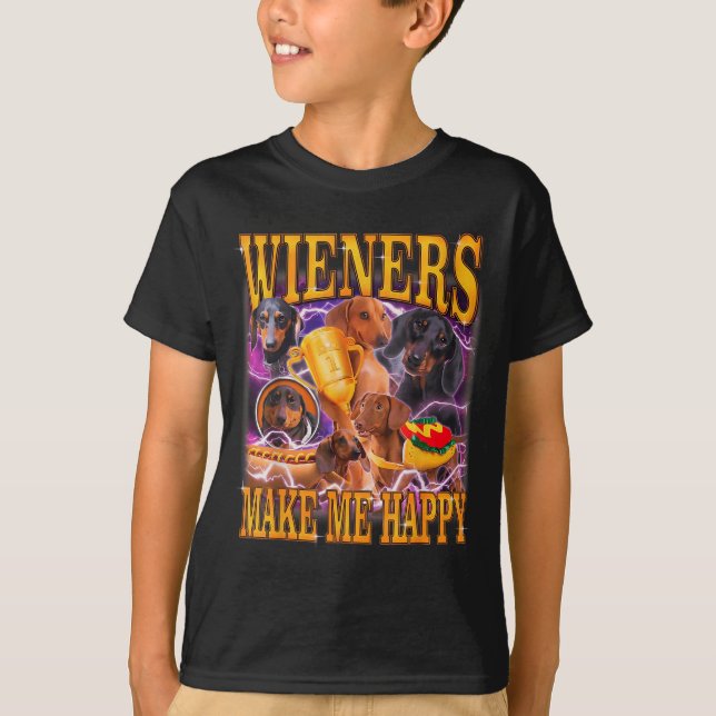 Wieners Make Me Happy Funny Dachshund Dog Lover  T-Shirt (Vorderseite)
