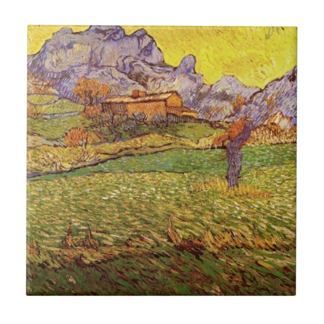 Wiese in den Bergen von Vincent van Gogh Fliese (Vorderseite)