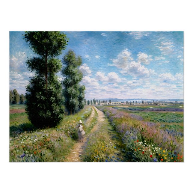 Wiese mit Poplars Poster (Vorderseite)