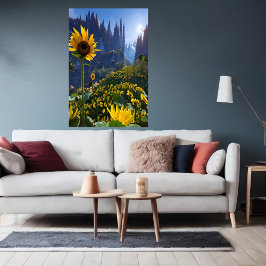 Wiese mit Sonnenblumen | AI Art Poster