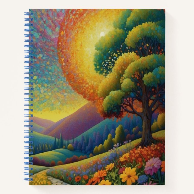 Wiese und Blumen Farbige Kunst Notizbuch (Vorderseite)