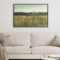 Wiese, Vintages Öl auf Leinwand, Kunst