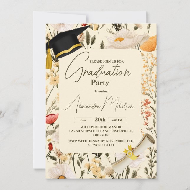 Wiese Wildblume 2024 Abschluss Einladung (Vorderseite)