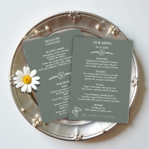 Wiesen-Blume Sirocco Green Wedding Menu Menükarte