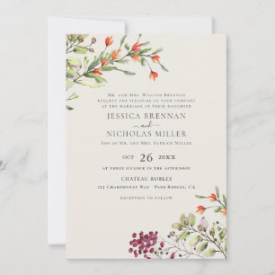 Wiesen-Blumen Elegante Botanische Hochzeit Einladung