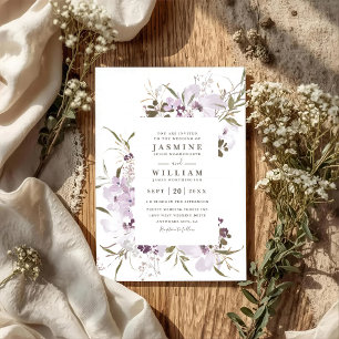 Wiesen-Blumen Elegante Moderne QR-Code-Hochzeit Einladung