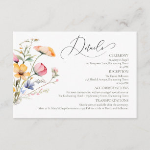 Wiesen-Blumen Traditionelle Hochzeitsdetails Begleitkarte