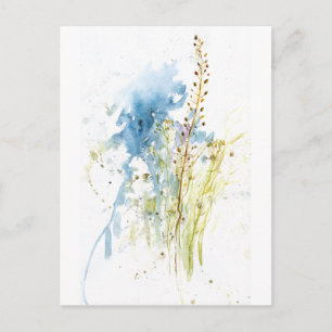 Wiesen Gräser – Blaugrüne botanische Aquarellmaler Postkarte