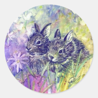Wiesen-Kaninchen-Aufkleber Runder Aufkleber