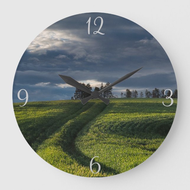 Wiesen-Landschaft Große Wanduhr (Vorderseite)