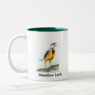 Wiesen-Lerche 2 versah Tasse mit grünem Innenraum
