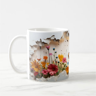 Wiesen-Morgen-Tasse: 3D-Wildblumen-Edition Kaffeetasse