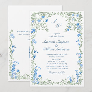 Wiesen Pastell Französische Rosen Florale Hochzeit Einladung