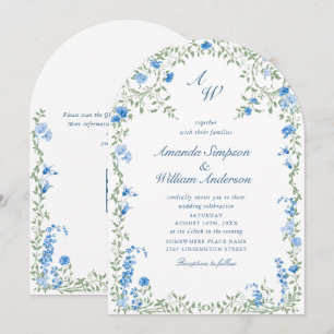 Wiesen Pastell Französische Rosen Florale Hochzeit Einladung