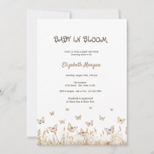 Wiesen Schmetterlinge Baby in Blüte  Babyparty Einladung