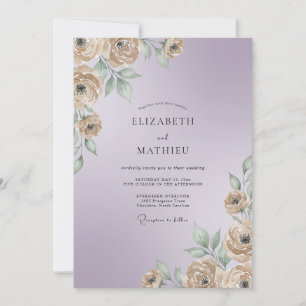 Wiesen-Staubige-Mauve-Blütenblätter-Hochzeit Einladung
