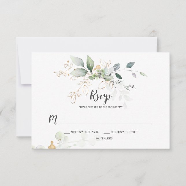Wiesen- und Goldbotanicals RSVP Karte (Vorderseite)