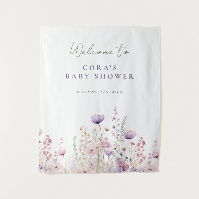 Wiesen-Wildblume-Kinderdusche Wandteppich (Vorderseite)