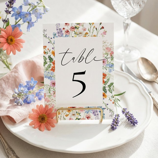 Wiesen-Wildblumen-Hochzeitsempfang Tischnummer (Von Creator hochgeladen)