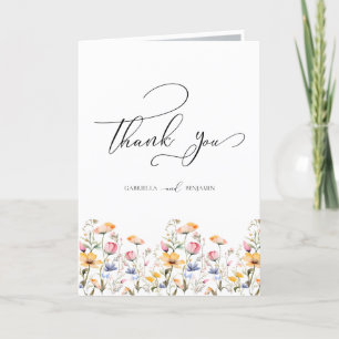 Wiesen-Wildblumen-Hochzeitsfoto-Dankeskarten Dankeskarte