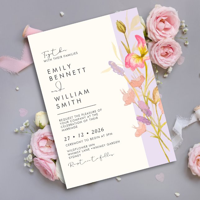 Wiesen Wildblumen Moderne Boho Rustikale Hochzeit  Einladung (Von Creator hochgeladen)